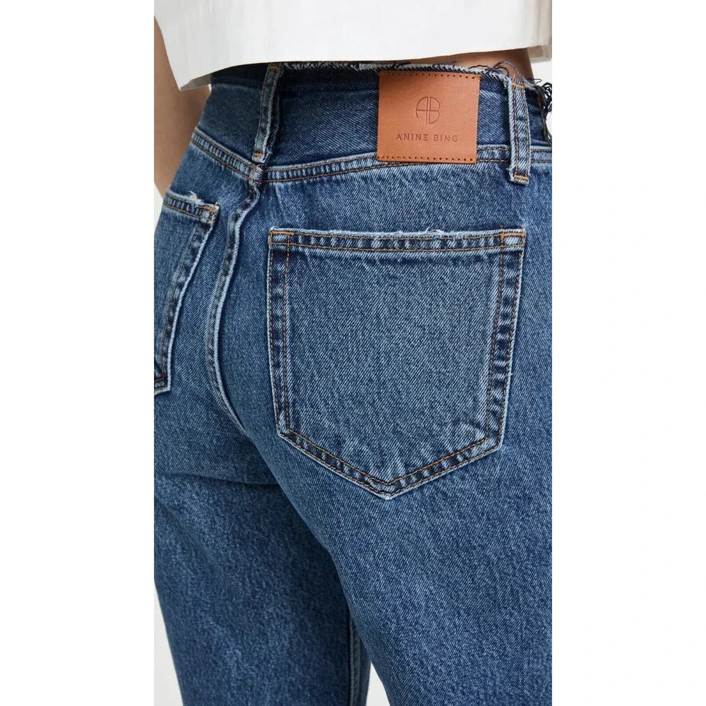 Anine Bing Gavin 1999 Denim Jean Shorts 29 Blue Cutoff 90s Long Bermuda Wide Leg
